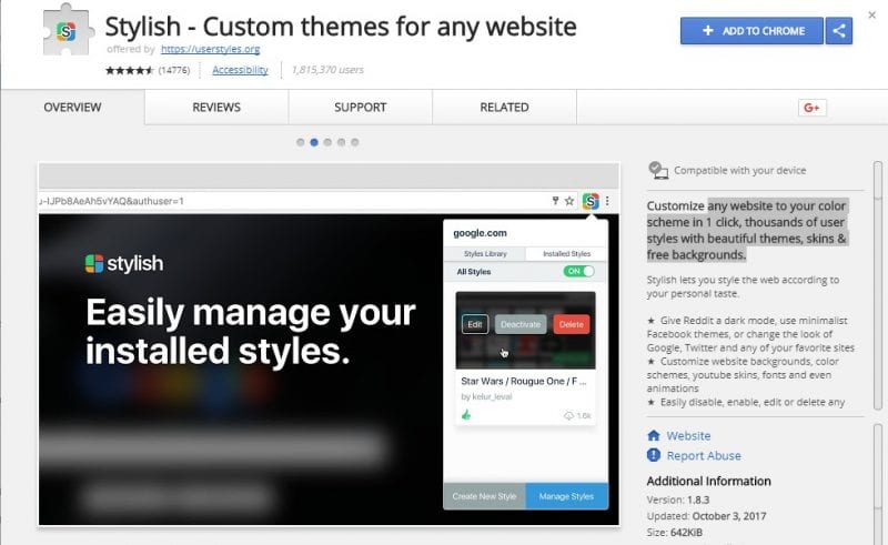 Stylish - Custom themes for any website