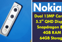 Nokia 9 To Feature Dual 13MP Camera, 5.3" QHD Display, Snapdragon 835
