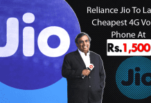 Reliance Jio To Launch 4G VoLTE Feature Phones Starting Rs. 1,500