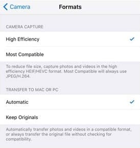 Disable High-Efficiency Image Format in iOS 11