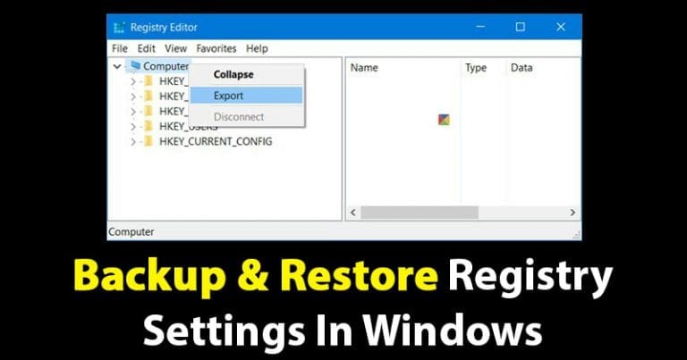 restore windows registry