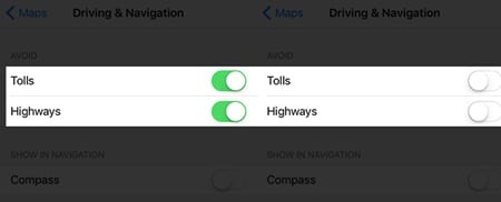 Ställ in Apple Maps för att undvika vägtullar och motorvägar