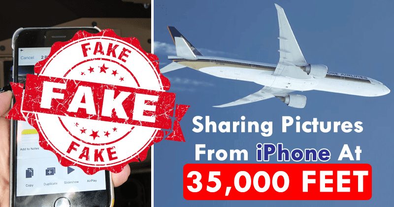 FAKE: Pilot Sending Image From iPhone To Second Plane At 35,000 Feet