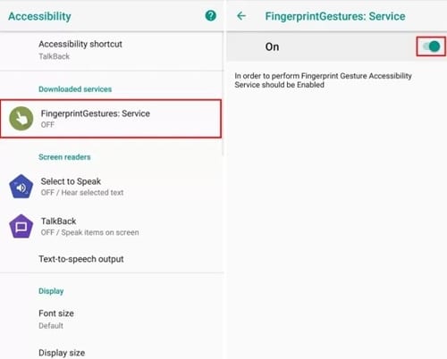 Personalize gestos de impressão digital no Android Oreo