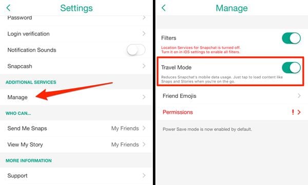 Save Data When Using Snapchat