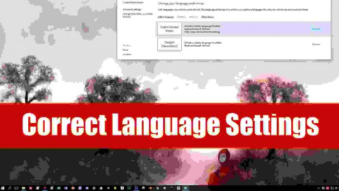 How to Correct Language Settings in Windows 10
