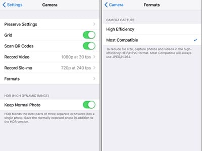 Make your iPhone Use JPG and MP4 instead of HEIF and HEVC formats