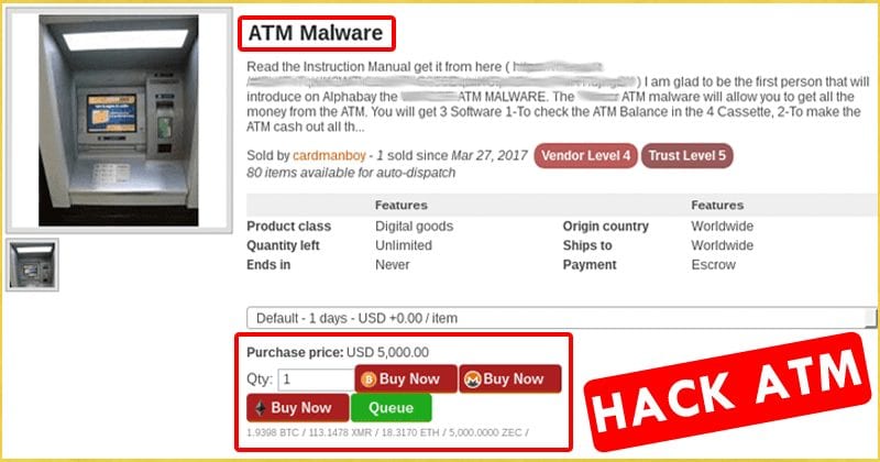 Questo pericoloso malware consente a chiunque di svuotare i bancomat ed è in vendita!