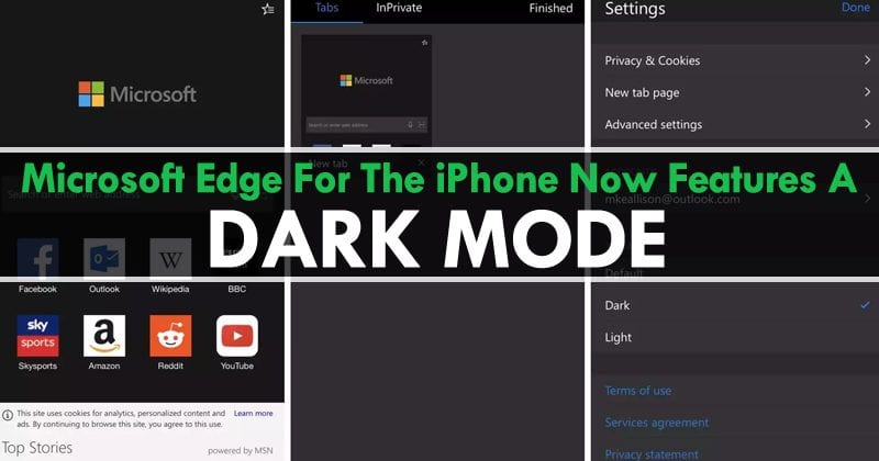 Microsoft Edge For The iPhone Now Features A Dark Mode