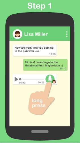 Long press on the voice message