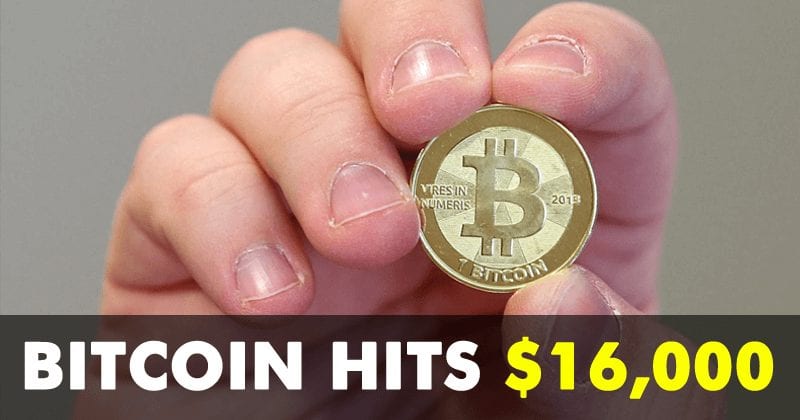 Bitcoin supera i 16.000$, raggiunge quasi i 16.800$