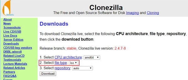 Make Clonezilla Live Disk