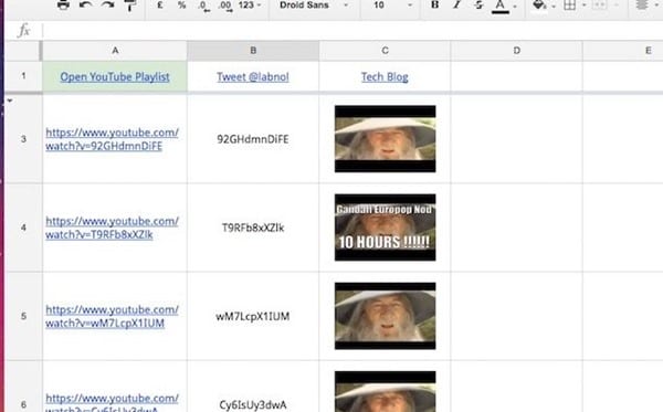 Make Youtube Playlist with Google Spreadsheet