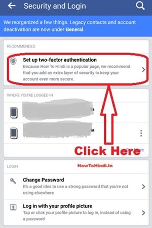 Set up Two-Factor Authentication facebook