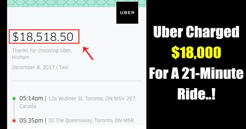Uber cobrou US$ 18.000 de passageiro por uma viagem de 21 minutos
