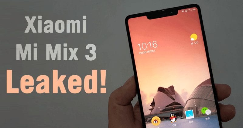 Xiaomi Mi Mix 3 pannello posteriore trapelato!  Rivela il design simile a iPhone X