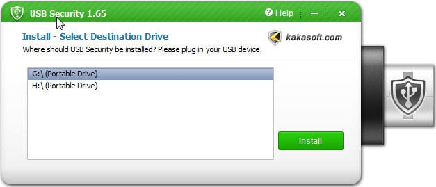 Použití Kakasoft USB Security