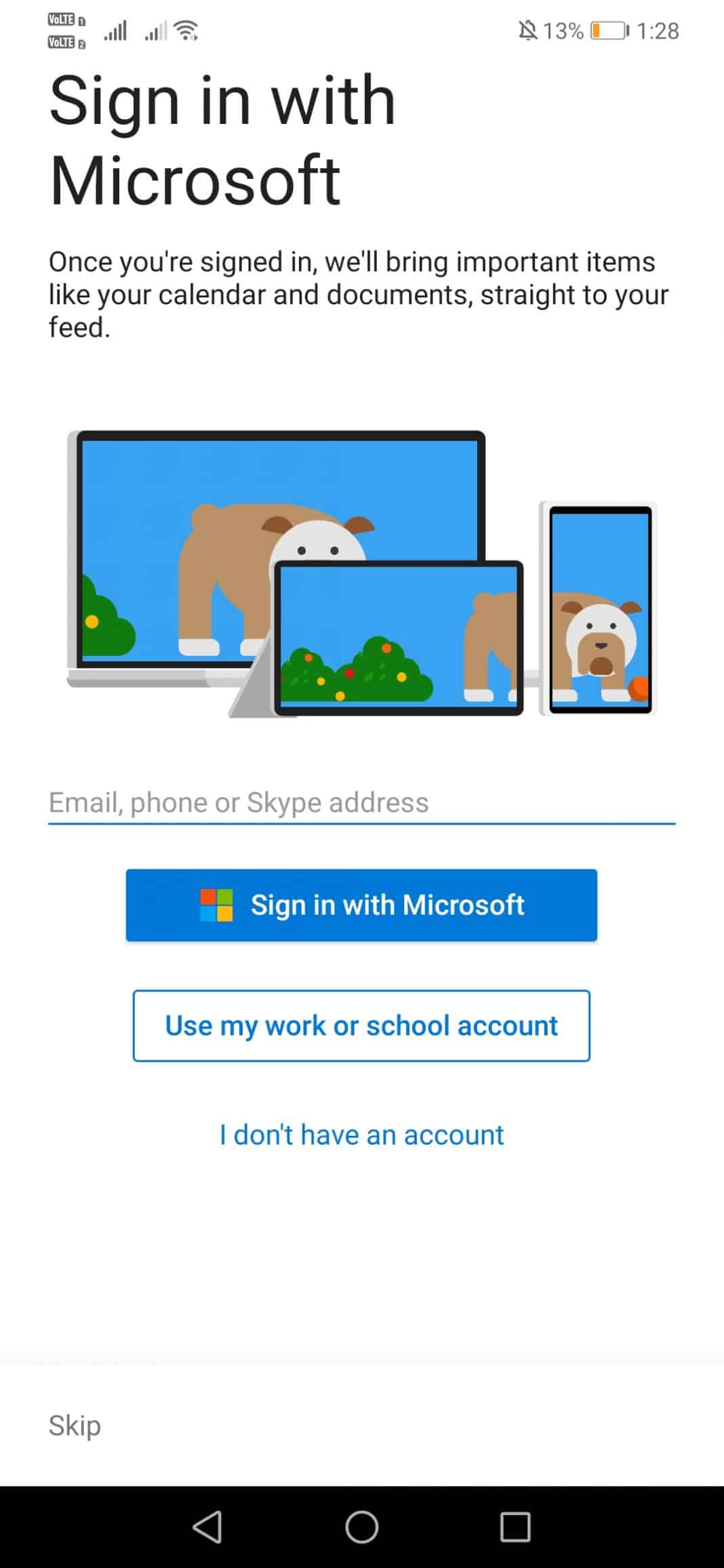 Sign in with microsoft