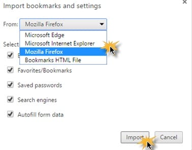 Migrar todos os dados do Chrome para o Firefox