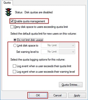 Impedir que um usuário use todo o espaço do disco rígido no Windows
