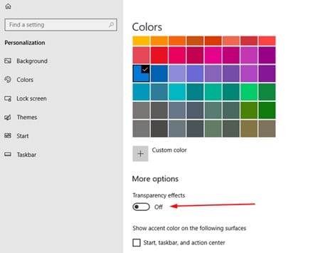 How to Disable Fluent Design Effects in Windows 10