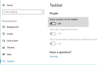 Show contacts on the taskbar