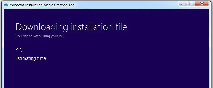 Wait until the Media Creation Tool downloads the Windows 8.1 ISO file