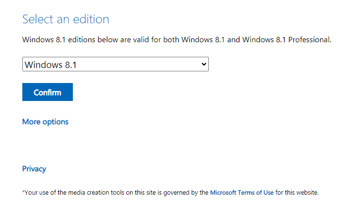 windows media creation tool not showing windows 10 pro