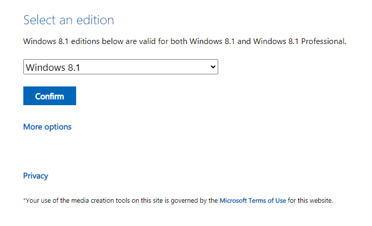 Download the Windows 8.1 Media Creation tool