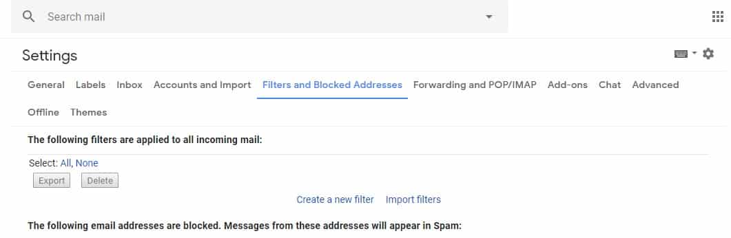 Check Gmail Filters