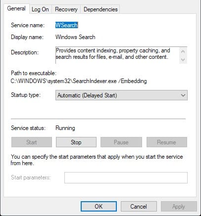 Använda inställningar för Windows Services