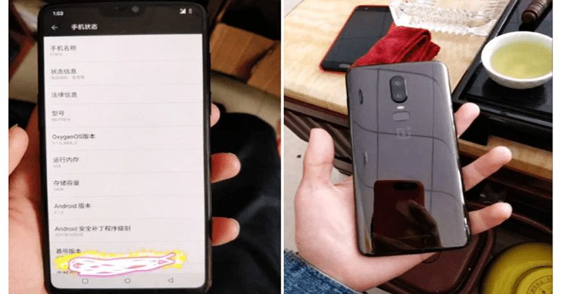 OnePlus 6 Leaked In LIVE Image With iPhone X-like Notch