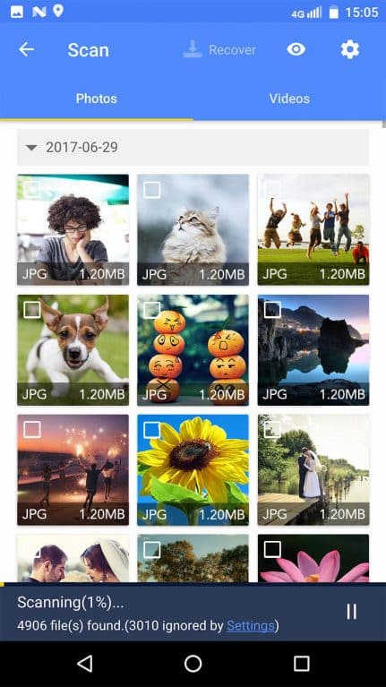Select the 'Photo' tab and then mark the photos
