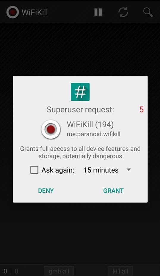 Wifi kill super user request