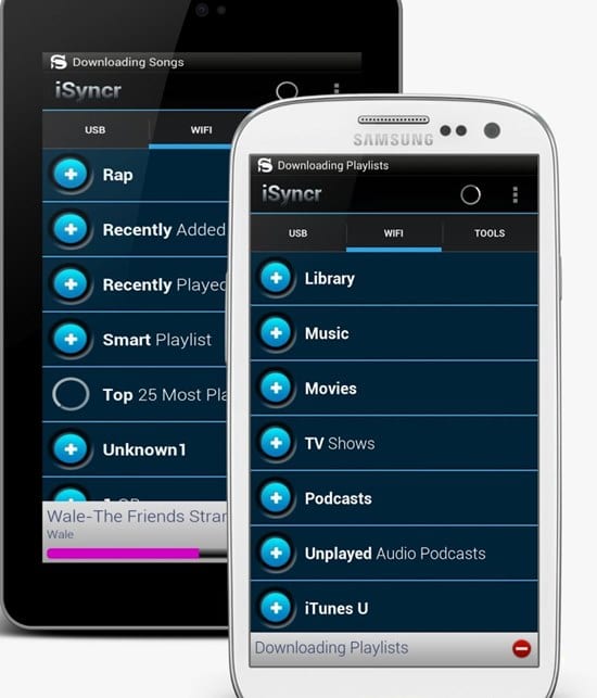 Få tilgang til iTunes ved å bruke iSyncr-appen på Android-telefonen