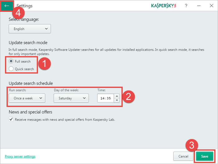 Using Kaspersky Software Updater