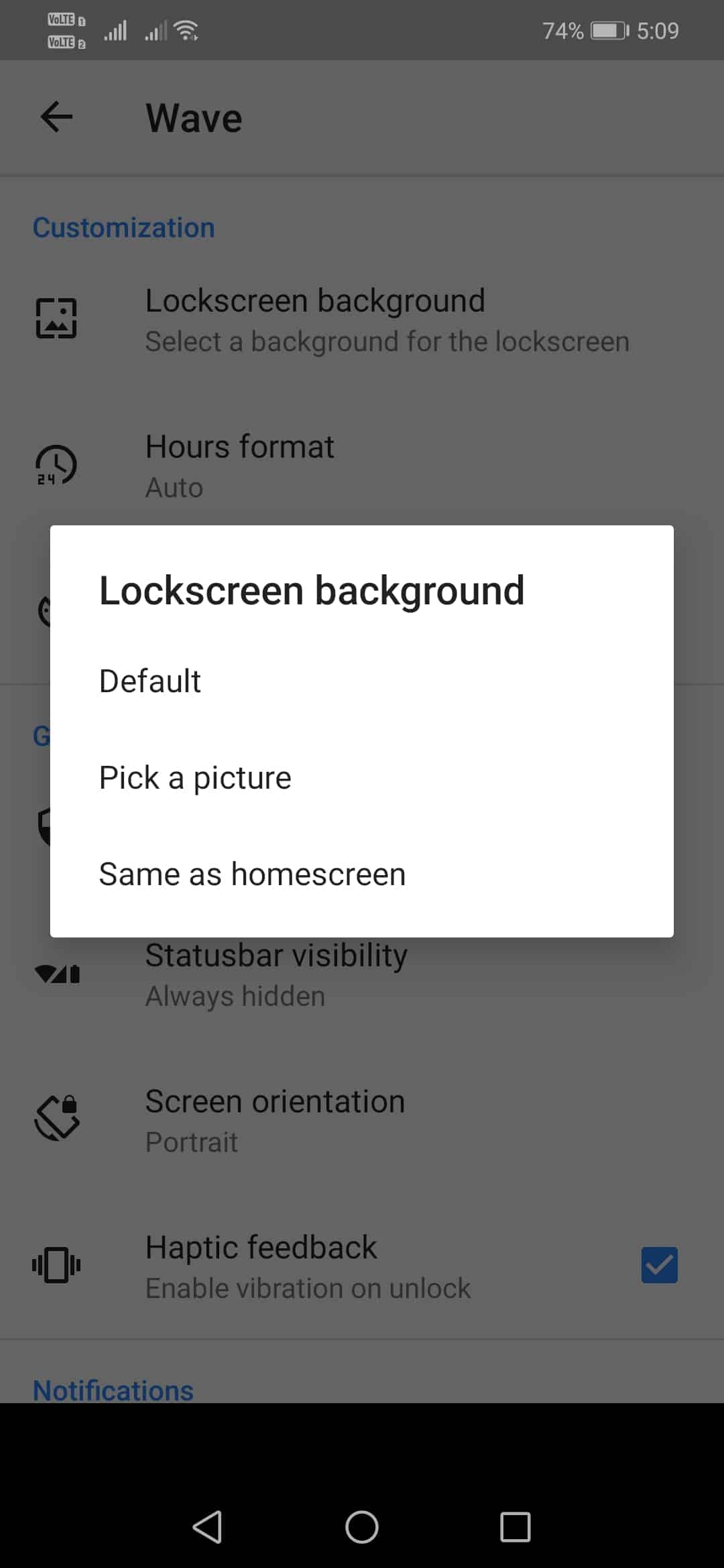 Using Wave - Customizable Lock screen