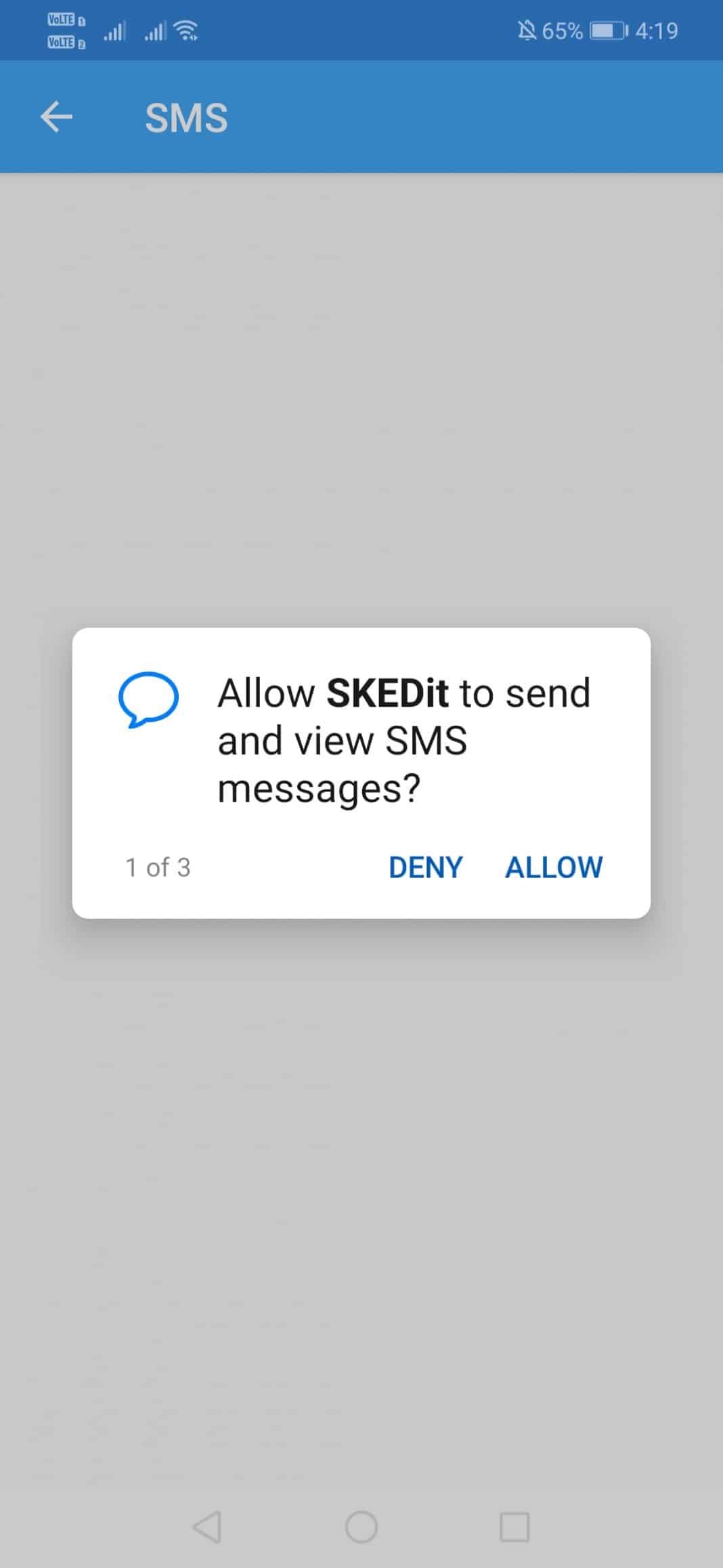 grant the SMS permissions