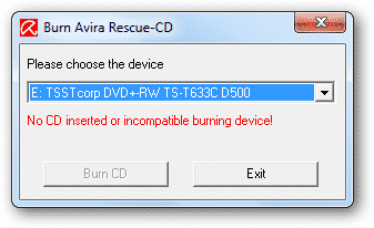 Select the device and click on 'Burn CD'