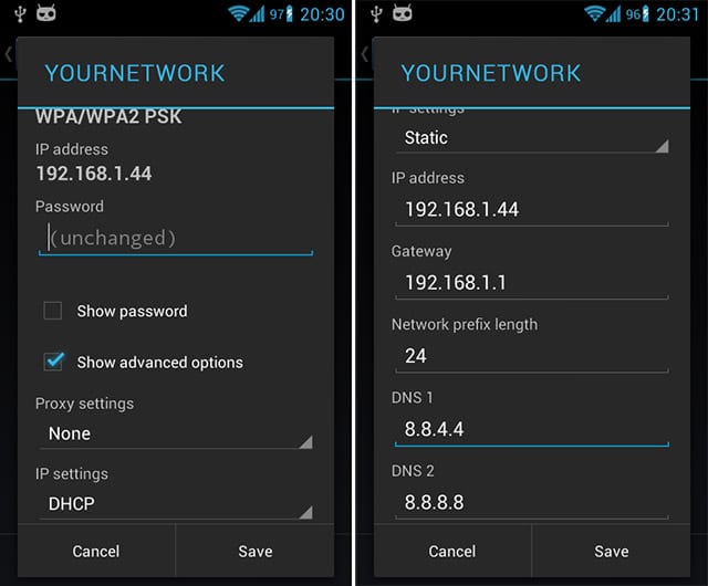 Changing DNS on Android