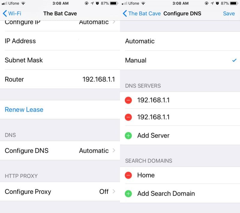 DNS módosítása iOS rendszeren