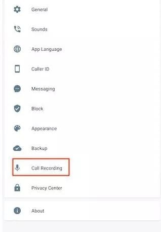 Tap on the "Call recording" option