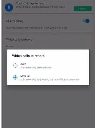 Select how you want to record the calls