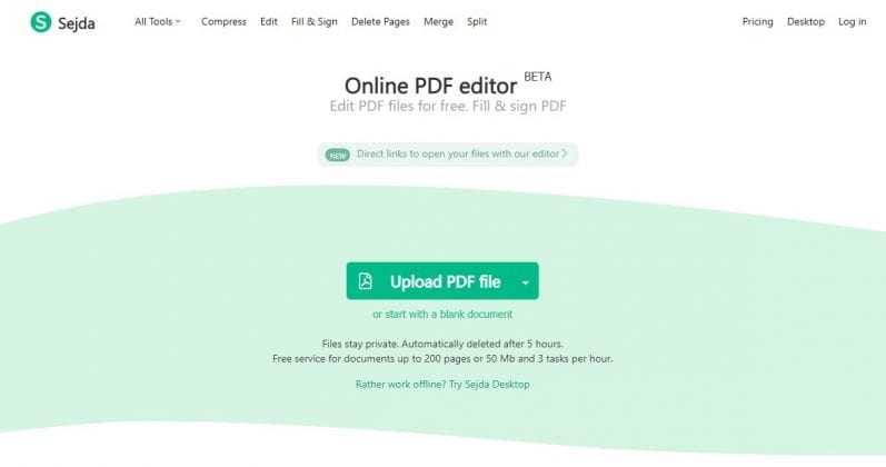 sejda pdf editor free