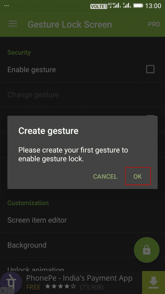 Using Gesture Lock Screen