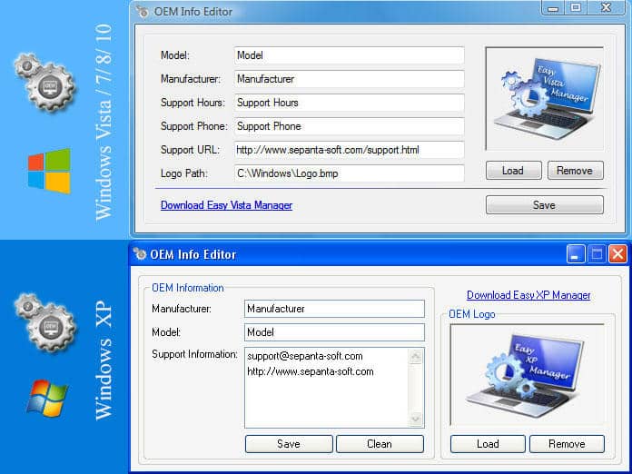 Windows OEM Info Editor