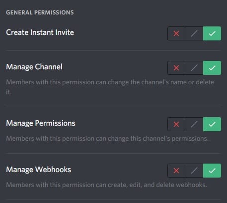 General permissions of your Discord server