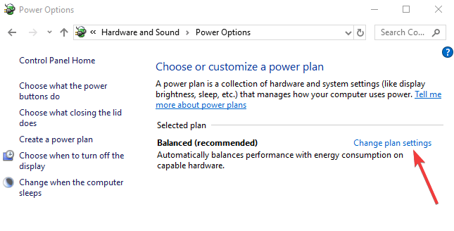 click on the 'Change Plan Settings'