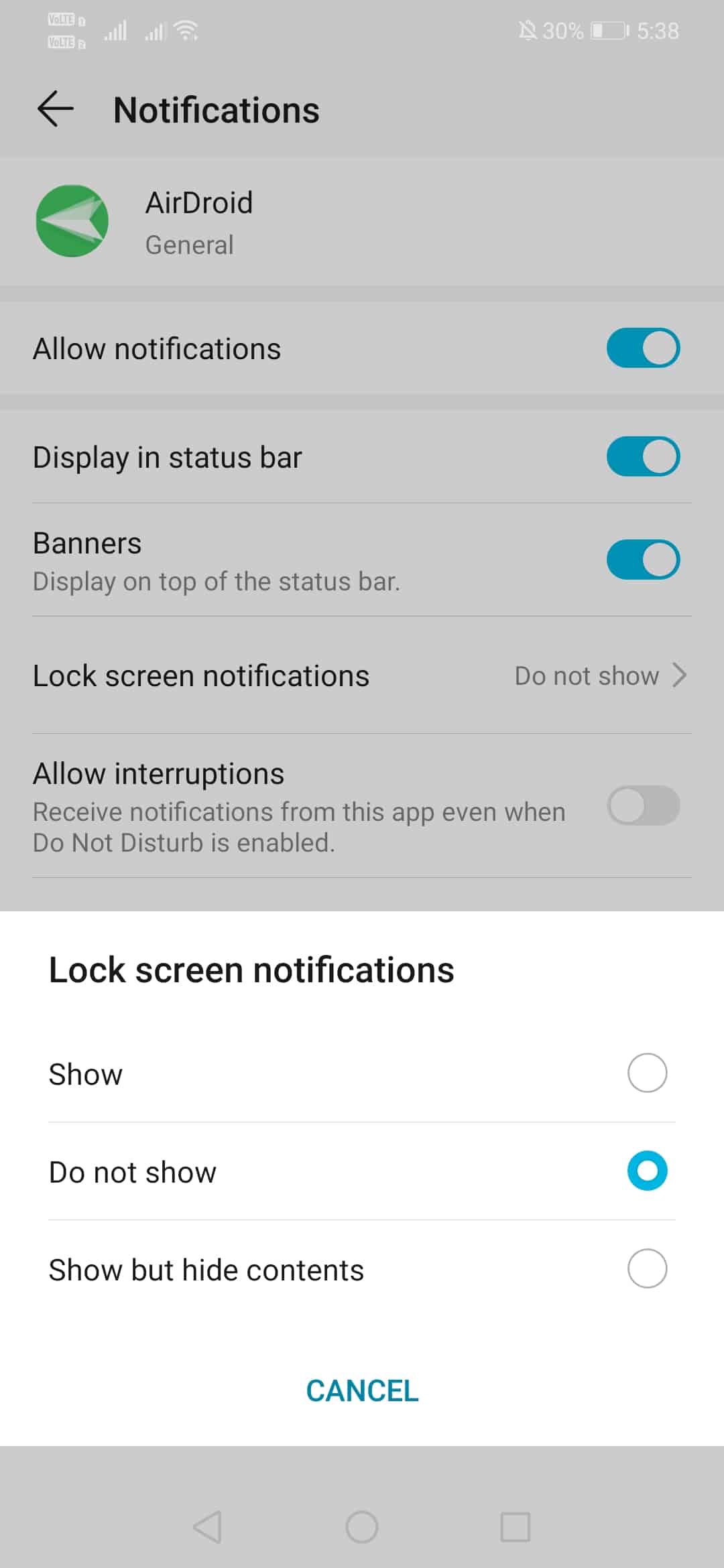 Tiltsa le az értesítéseket az Android lezárási képernyőjén