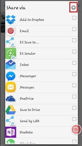 change share settings android